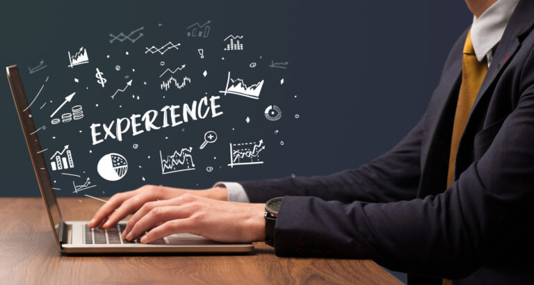 Businessman,Working,On,Laptop,With,Experience,Inscription,,Modern,Business,Concept